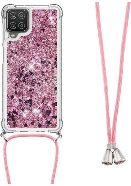 Samsung Galaxy A12 Ayarlanabilir Kordon Dört Köşeli Darbeye Dayanıklı Lens İçin Kılıf (Yurt Dışından)