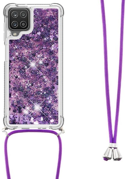 Samsung Galaxy A12 Ayarlanabilir Kordon Dört Köşeli Darbeye Dayanıklı Lens İçin Kılıf (Yurt Dışından)