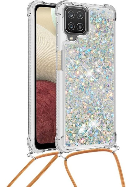 Samsung Galaxy A12 Ayarlanabilir Kordon Dört Köşeli Darbeye Dayanıklı Lens İçin Kılıf (Yurt Dışından)