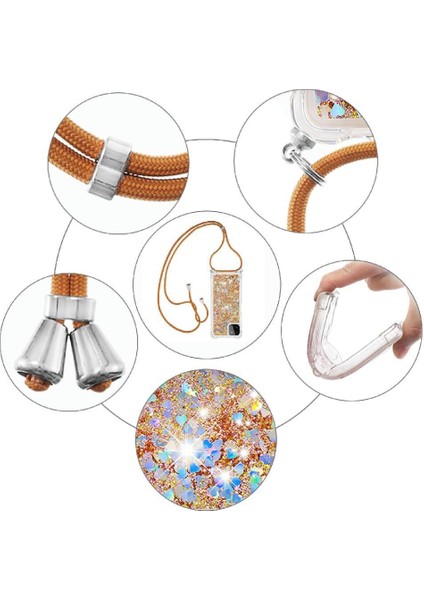 Samsung Galaxy A22 5g Ayarlanabilir Kordon Glitter Dört Köşe Lens İçin Kılıf (Yurt Dışından) modelleri