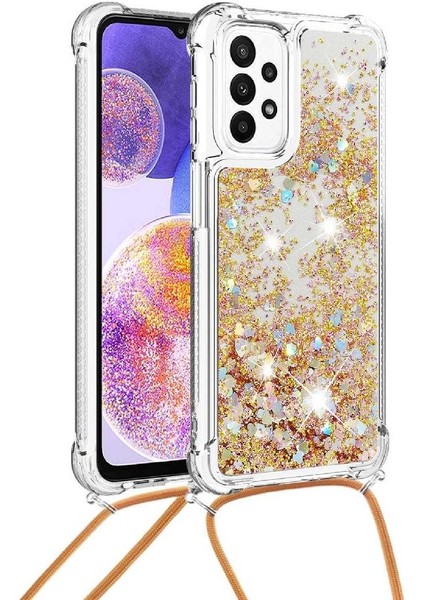 Samsung Galaxy M23 Ayarlanabilir Kordon Glitter Lens Koruma İçin Kılıf (Yurt Dışından)