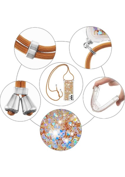 Samsung Galaxy M23 Ayarlanabilir Kordon Glitter Lens Koruma İçin Kılıf (Yurt Dışından) modelleri