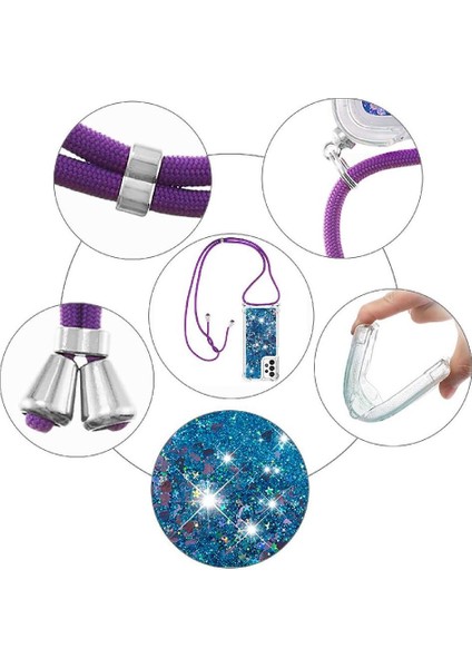 Samsung Galaxy M23 Ayarlanabilir Kordon Glitter Lens Koruma İçin Kılıf (Yurt Dışından) fiyatları