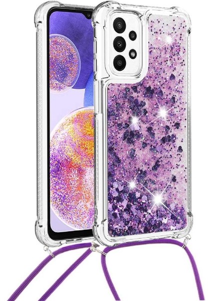Samsung Galaxy M23 Ayarlanabilir Kordon Glitter Lens Koruma İçin Kılıf (Yurt Dışından)