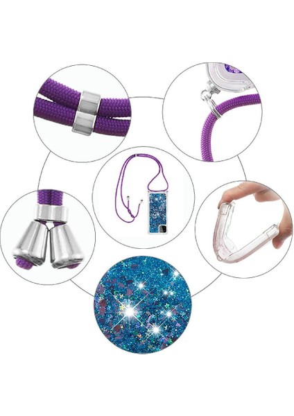 Samsung Galaxy A22 5g Ayarlanabilir Kordon Glitter Dört Köşe Lens İçin Kılıf (Yurt Dışından) fırsatları