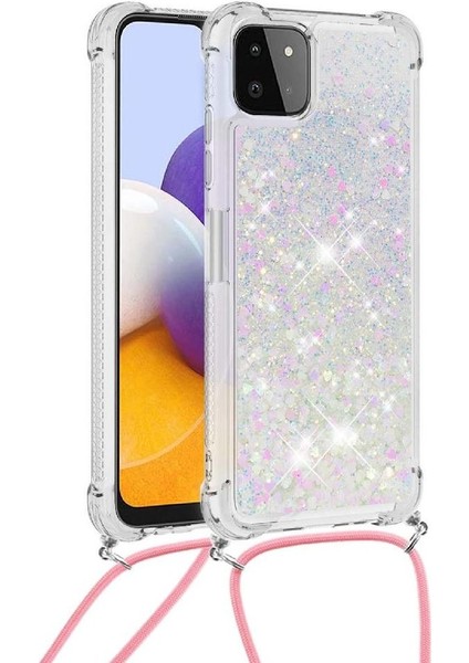 Samsung Galaxy A22 5g Ayarlanabilir Kordon Glitter Dört Köşe Lens İçin Kılıf (Yurt Dışından) modelleri