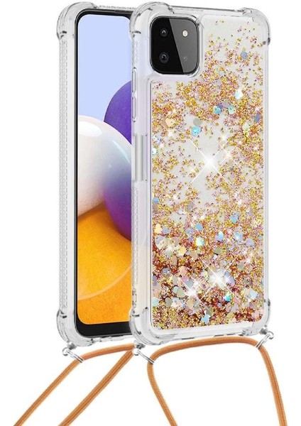 Samsung Galaxy A22 5g Ayarlanabilir Kordon Glitter Dört Köşe Lens İçin Kılıf (Yurt Dışından) fırsatları