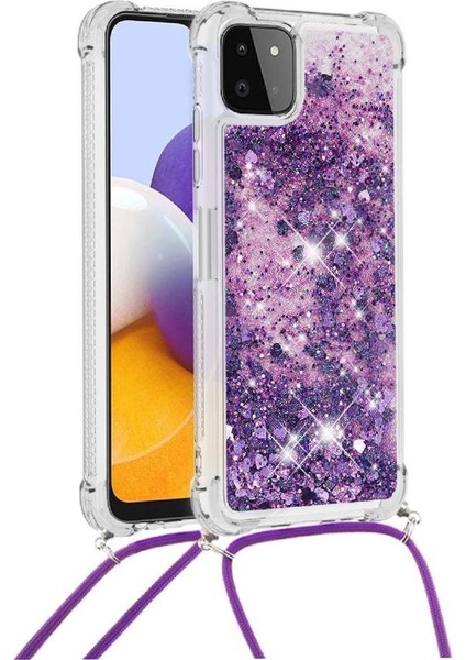 Samsung Galaxy A22 5g Ayarlanabilir Kordon Glitter Dört Köşe Lens İçin Kılıf (Yurt Dışından) modelleri