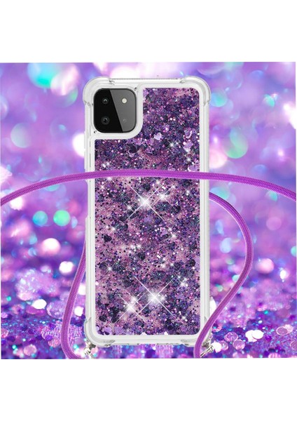 Samsung Galaxy A22 5g Ayarlanabilir Kordon Glitter Dört Köşe Lens İçin Kılıf (Yurt Dışından) fırsatları