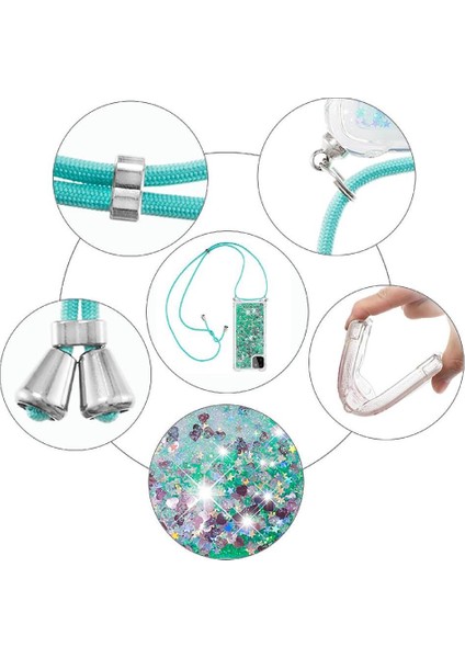 Samsung Galaxy A22 5g Ayarlanabilir Kordon Glitter Dört Köşe Lens İçin Kılıf (Yurt Dışından) indirimleri