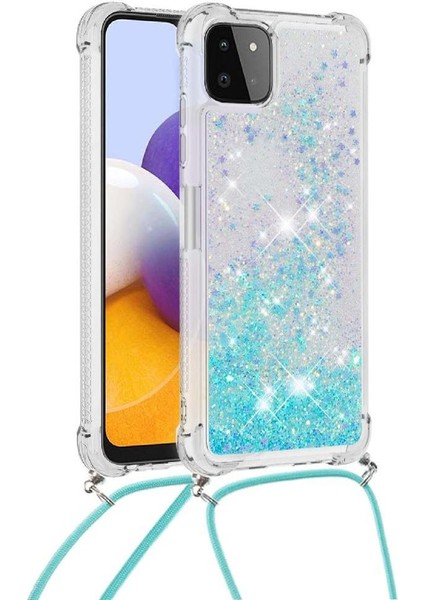 Samsung Galaxy A22 5g Ayarlanabilir Kordon Glitter Dört Köşe Lens İçin Kılıf (Yurt Dışından) modelleri