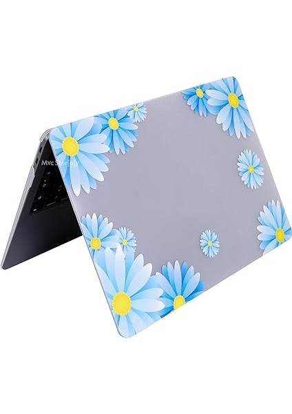 Macbook Air Kılıf 13.6 Inç M2-M3-M4 Çip FLOWER07NL (13.6" Air) A2681 A3113 A3240 ile Uyumlu Açık Mavi modelleri