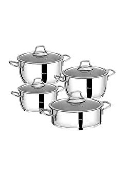 Teos Çelik Tencere Seti 8 Parça Inox Ergonomik Saplı Kolay Temizlik 16-24 cm indirimleri