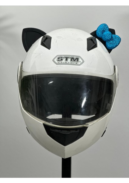 Motor & Motosiklet Petrol Mavi Fiyonklu Siyah Kedi Kulak Kask Dış Aksesuarı modelleri