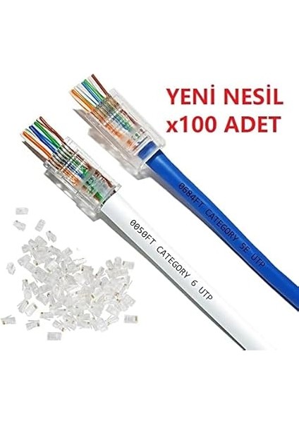 Plus Primex PX-560C6 Rj-45 Cat6 100 Lü Paket Yeni Nesil RJ45 Jack Utp fiyatları