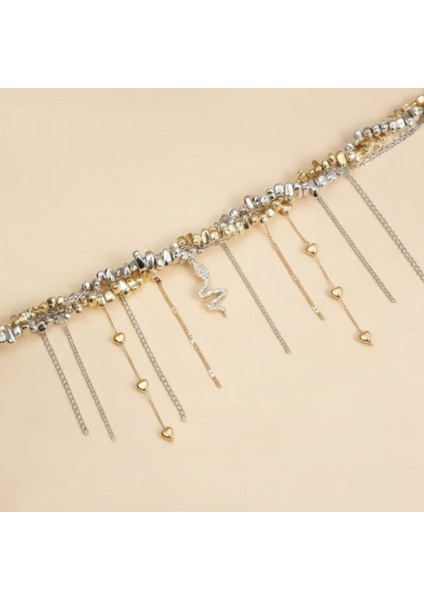 Göz Alıcı Yılan Figürlü Bohem Choker Kolye | Katmanlı Zincir Detaylı Şık Kadın Takı fırsatları