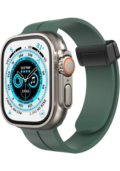 CPT83 Apple Watch 38MM KR412 Elegance Stylısh Kordon - Koyu Yeşil