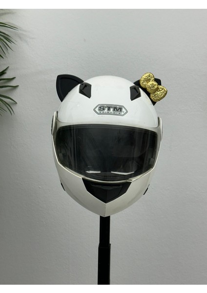 Motor & Motosiklet Gold Fiyonklu Siyah Kedi Kulak Kask Dış Aksesuarı indirimleri