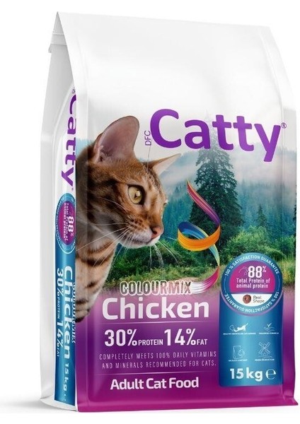 Colourmix Tavuklu Renkli Taneli Yetişkin Kedi Maması 15 kg