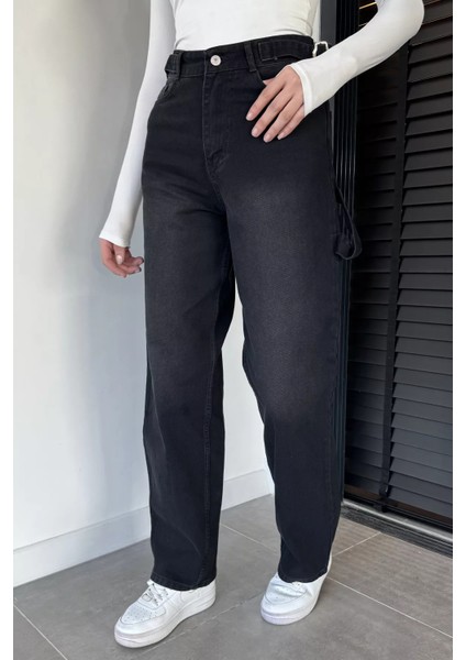 Kadın Kemer Tokalı Yüksek Bel Jean Kot Pantolon P-00019444