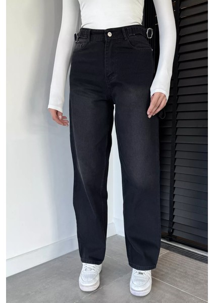 Kadın Kemer Tokalı Yüksek Bel Jean Kot Pantolon P-00019444 fiyatları