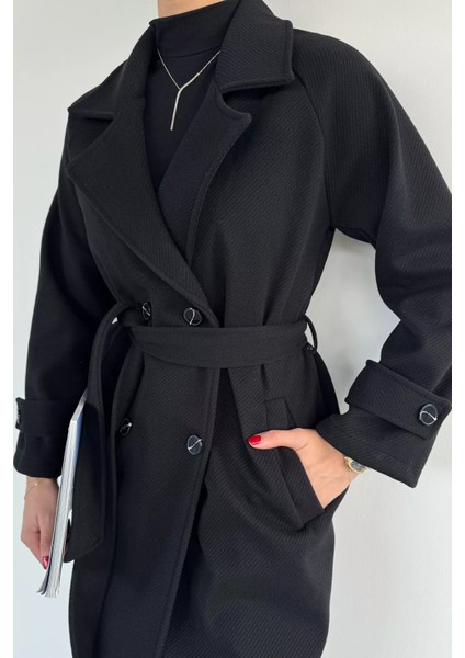 Kadın Kendinden Desenli Bel Kuşaklı Kaban P-00019457 modelleri