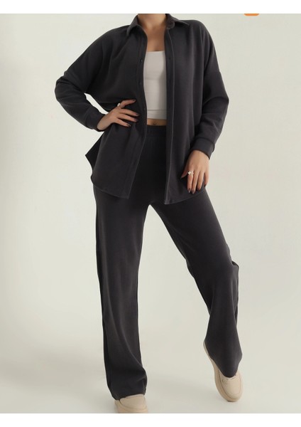 Kadın Oversize Kalıp Selanik Kumaş Gömlek Pantolon Üst Kalite Alt Üst Ikili Takım fiyatları