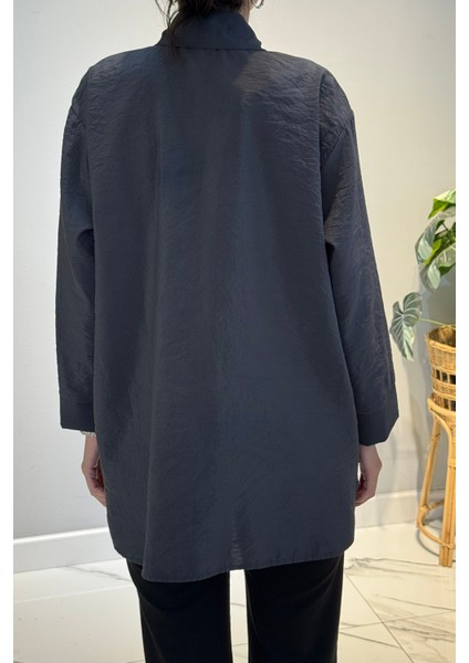 Önden Düğmeli Uzun Cep Detaylı Tunik 6148 Antrasit fiyatları