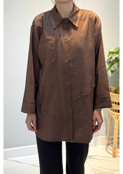 Önden Düğmeli Uzun Cep Detaylı Tunik 6148 Kahverengi fırsatları