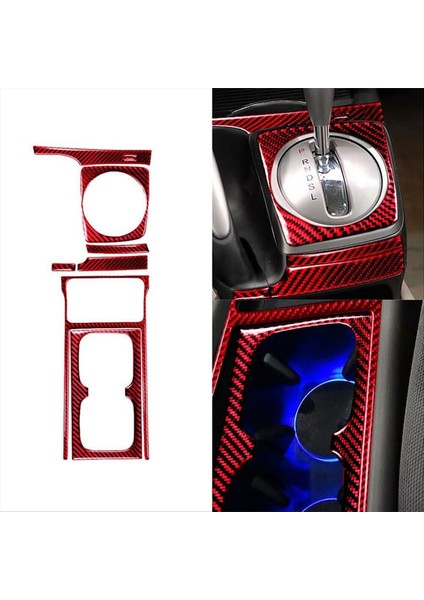 Honda Civic 06-11 Için 8pcs 06-11 Kırmızı Karbon Fiber Otomatik Vites Değiştirme Kapağı Trim Seti (Yurt Dışından) indirimleri