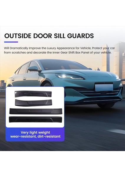 4pcs Dış Kapı Eşik Korumaları Kapı Eşik Giriş Koruyucusu Kapak Dekoru Karbon Fiber Renk Byd Conta / Byd Atto 4 (Yurt Dışından) fırsatları