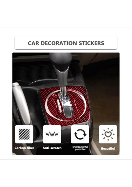 Honda Civic 8th 06-11 Için Kırmızı Karbon Fiber Iç Otomatik Dişli Vites Kapağı Kaplama (Yurt Dışından) fırsatları