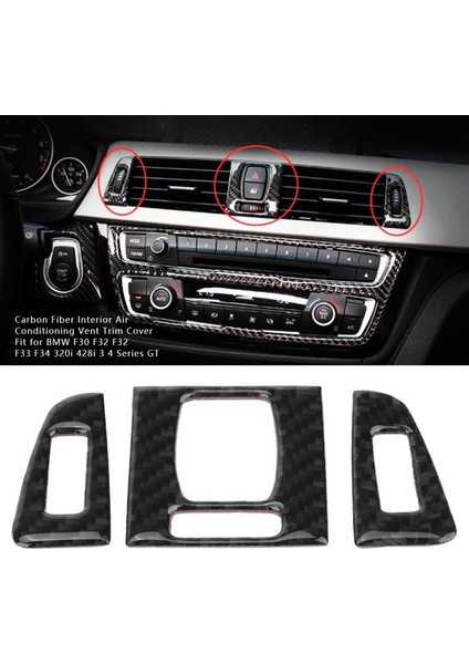 3pcs Karbon Fiber Iç Klima Havalandırma Çıkış Kapağı Etiketi For-Bmw F30 F32 F32 320I 428I 3 4 Serisi Gt (Yurt Dışından) fırsatları