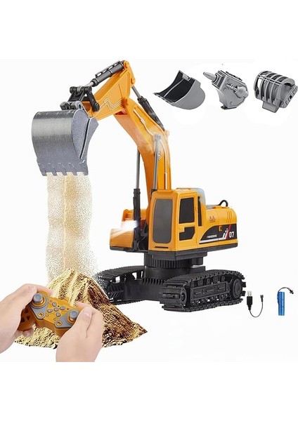2.4ghz Uzaktan Kumandalı Şarjlı Işıklı Buhar Atan Paletli Hareketli Kepçeli Rc Ekskavatör