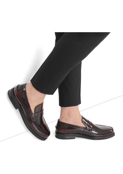 Erkek Bordo Açma Deri Loafer
