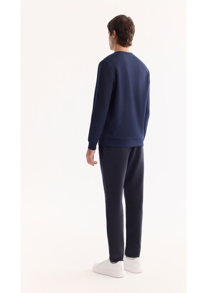 Erkek Siyah Bisiklet Yaka Pamuklu Bi-Stretch Baskılı Regular Fit Sweatshirt A52Y1215