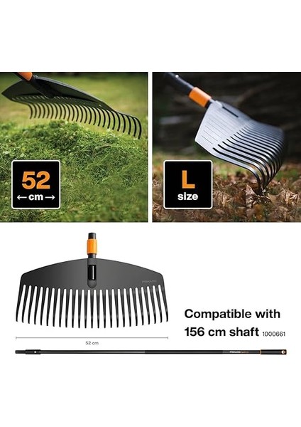 Quikfit, 1000642 Yaprak Süpürgesi, Alet Başlığı, 25 Dişli, Genişlik: 50 Cm, Plastik Dişler, Siyah/turuncu, fiyatları