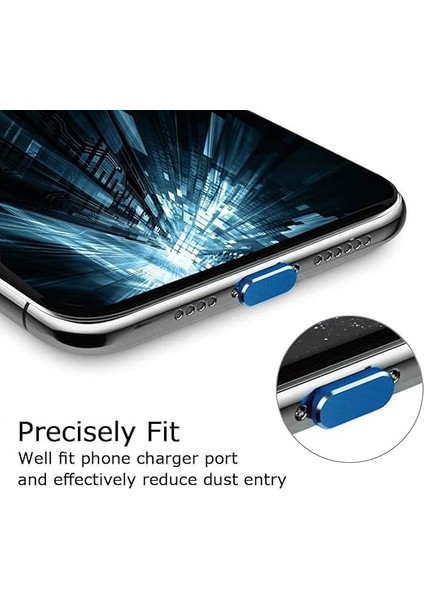 Metal Toz Önleyici Fiş iPhone 14 13 12 11 x Xs Xr 8 7 Se Mini Plus Pro Max iPad Airpods ile Uyumlu, 2'li Paket Yıldırım Şarj Portu Kapak Koruyucuları Fiş Tutucu ve Taşıma Kutusu (Mavi) indirimleri