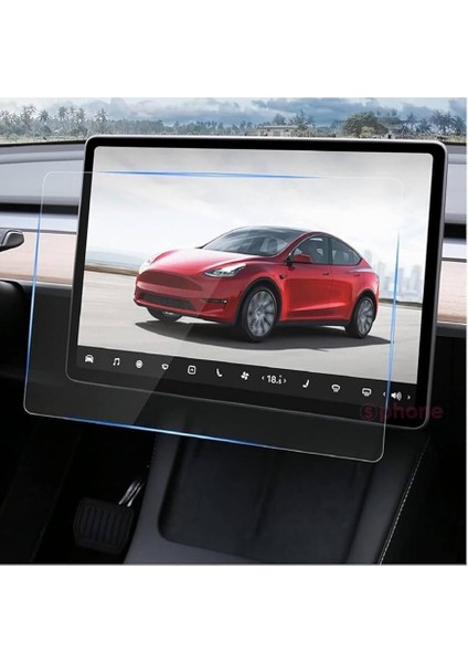 Tesla ile Uyumlu Model Y 15 Inç 2023 2024 Multimedya Auido Ekran Koruyucu Cam Film Çizilmez Araç Screen Protector