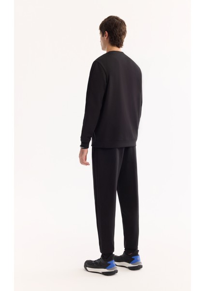 Erkek Siyah Bisiklet Yaka Pamuklu Bi-Stretch Regular Fit Sweatshirt A52Y1272