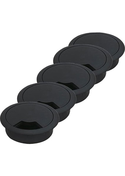 Masa Üstü Kablo Kanalı Deliği Kapağı Siyah Masa Kapağı 6 cm (5 Adet)