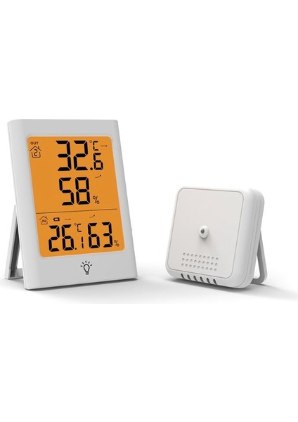 Dijital Ekran Termometresi Iç Mekan ve Dış Mekan Sıcaklığı ve Nem Metre Hava Saati Beyaz (Yurt Dışından)