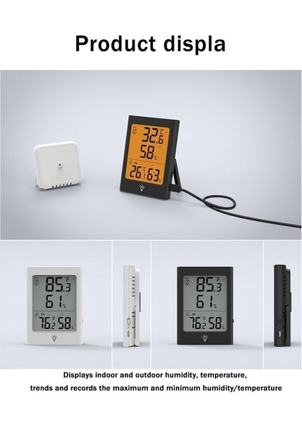 Dijital Ekran Termometresi Iç Mekan ve Dış Mekan Sıcaklığı ve Nem Metre Hava Saati Beyaz (Yurt Dışından) modelleri