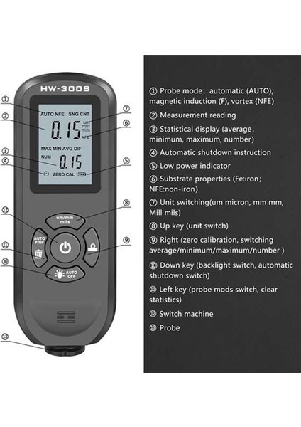 Dijital Kaplama Kalınlık Göstergesi 0 01MM/1MIL Siyah Kalınlık Ölçer Ekranlı LCD Ekran Kalibrasyon Işlevi Araç A Için (Yurt Dışından) fırsatları