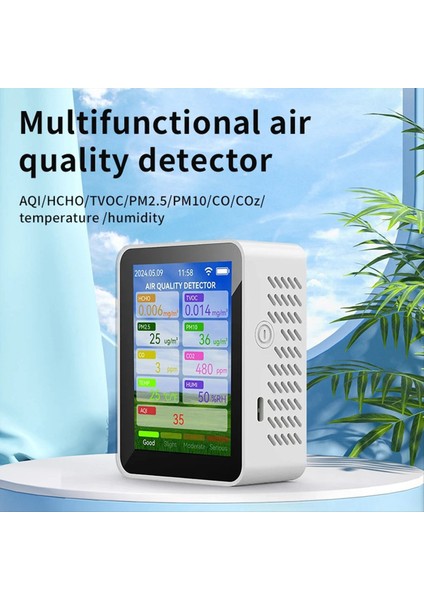 Taya Wıfı Hava Kalitesi Ölçer Hcho Tvoc Karbon Monoksit Co2 Pm2 5/10 Test Cihazı Taşınabilir Sıcaklık Nem Dedektörü Siyah (Yurt Dışından) fiyatları