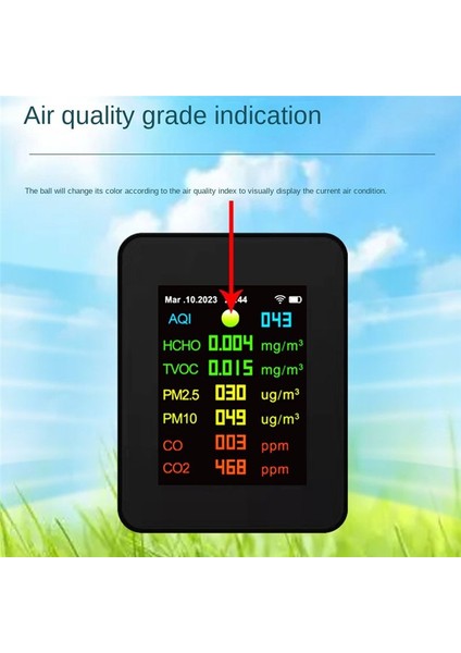 9 Arada 1 Dijital Sıcaklık Nem Test Cihazı Pm2 5 PM10 Hcho Tvoc Co2 Metre Wifi LCD Lazer Sensör Monitörü Siyah (Yurt Dışından)
