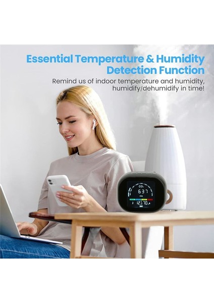 Co2 Hava Kalitesi Monitörü Iç Mekan Karbon Dioksit Dedektörü Co2 Alarm Metre 400-5000 Ppm Hcho Tvoc Nem (Yurt Dışından) indirimleri