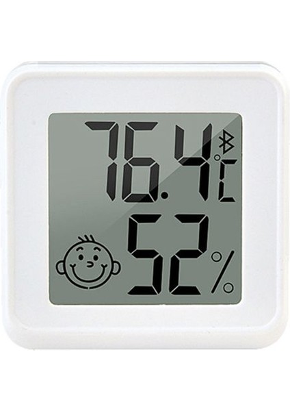 Bluetooth Uyumlu Termometre LCD Dijital Sıcaklık Sensörü Nem Ölçer Iç Mekan Higrometre Ölçüm Göstergesi Beyaz (Yurt Dışından)
