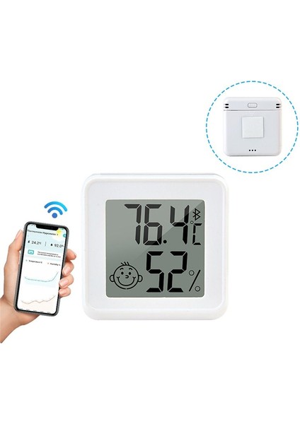 Bluetooth Uyumlu Termometre LCD Dijital Sıcaklık Sensörü Nem Ölçer Iç Mekan Higrometre Ölçüm Göstergesi Beyaz (Yurt Dışından) fiyatları