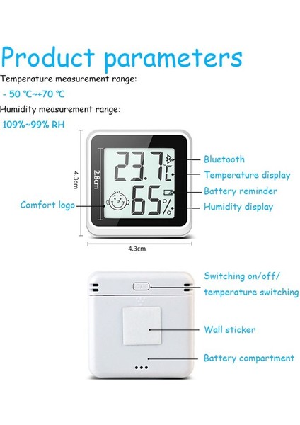 Bluetooth Uyumlu Termometre LCD Dijital Sıcaklık Sensörü Nem Ölçer Iç Mekan Higrometre Ölçüm Göstergesi Beyaz (Yurt Dışından) fırsatları